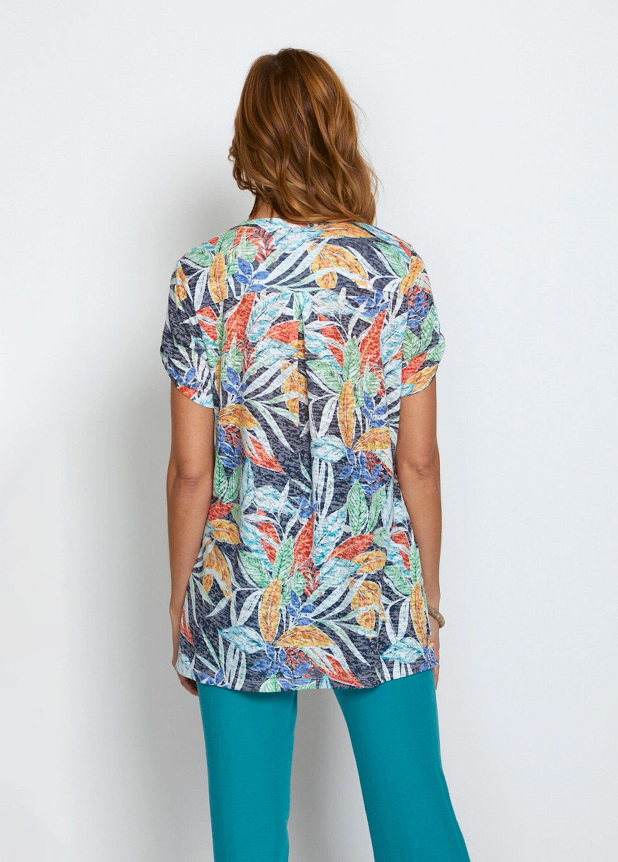 Losjes_vallend_lang_gebreid_T-shirt_Marine_et_tomette_DO1_slim