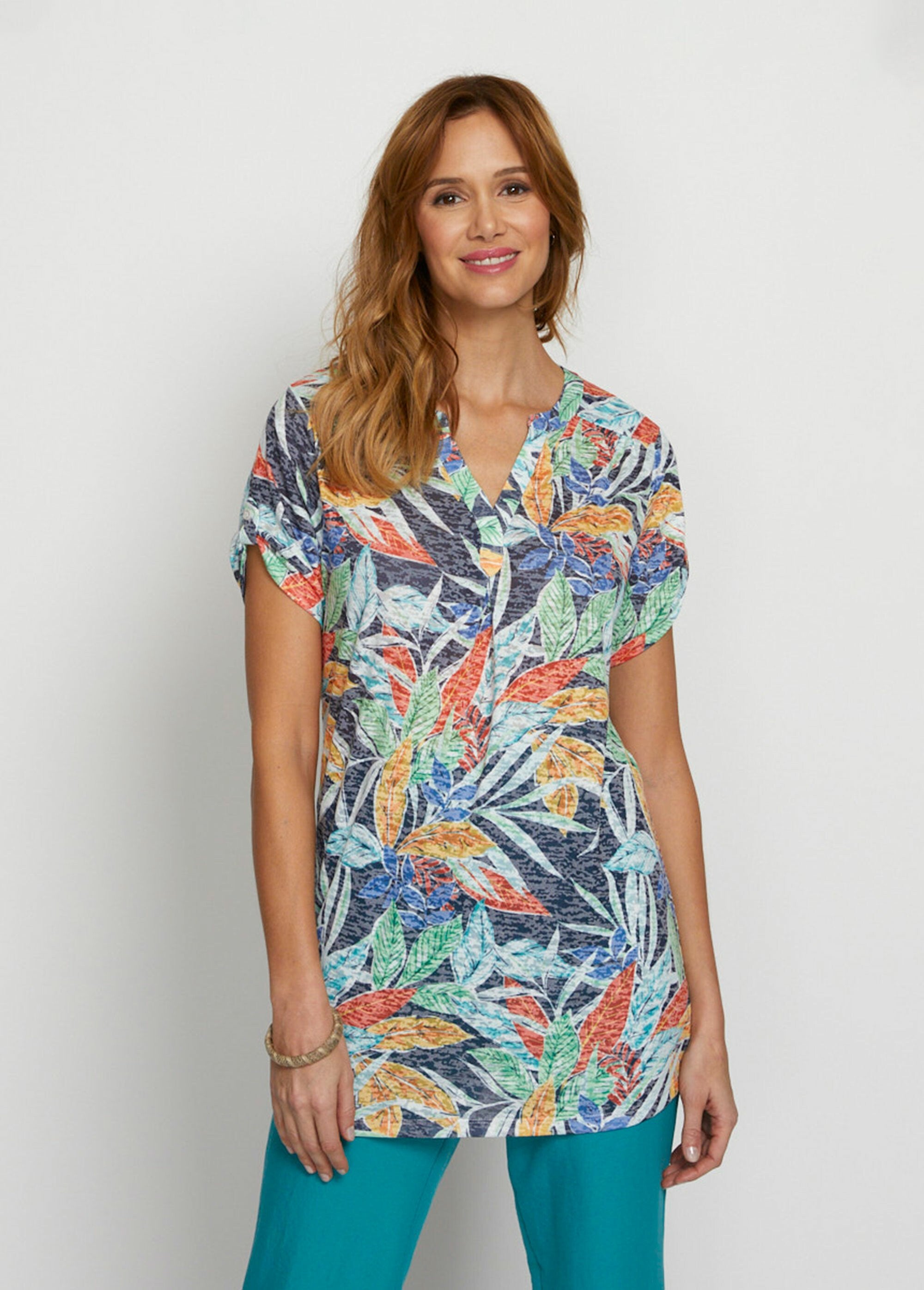 Losjes_vallend_lang_gebreid_T-shirt_Marine_et_tomette_FA1_slim