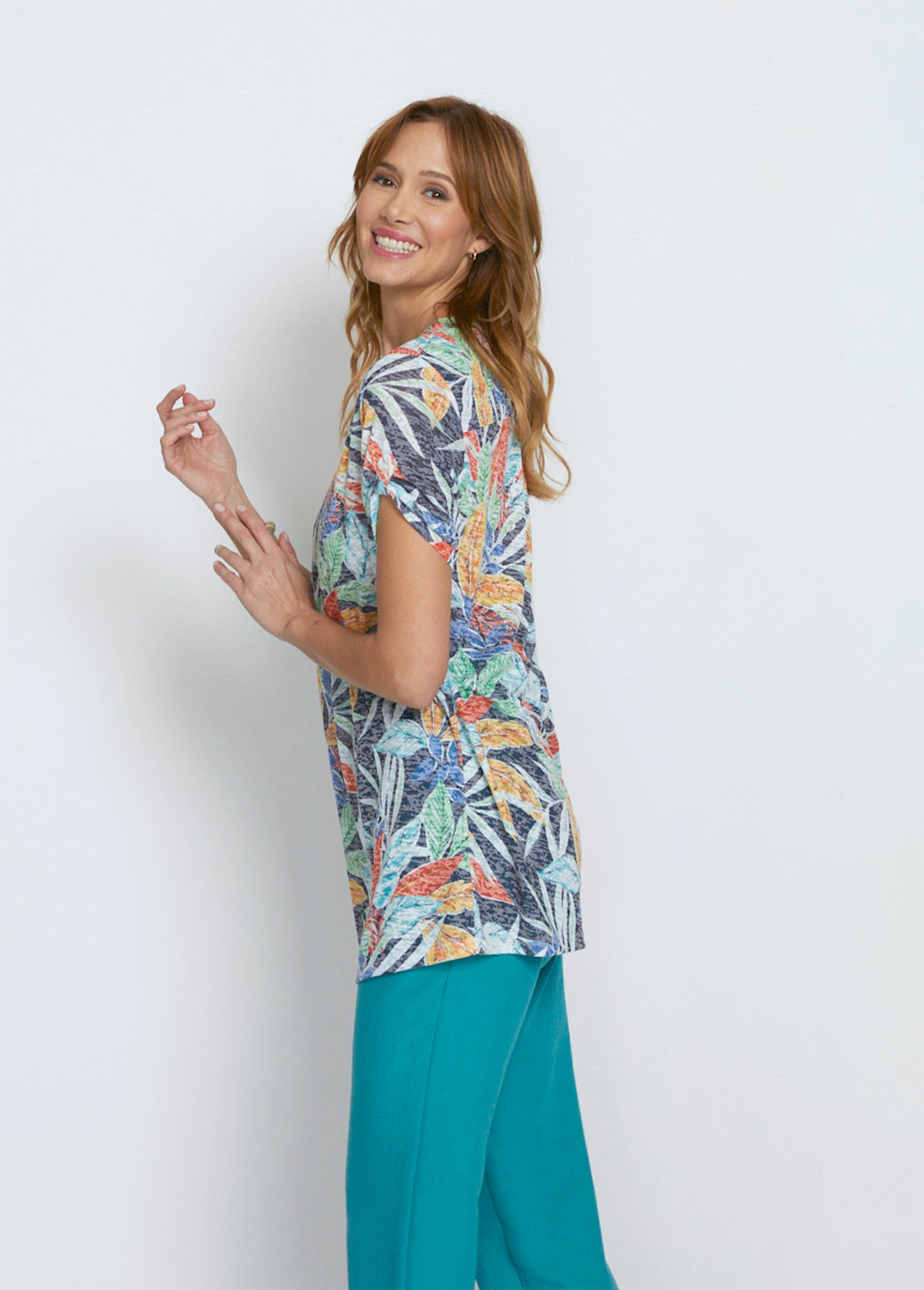 Losjes_vallend_lang_gebreid_T-shirt_Marine_et_tomette_GA1_slim