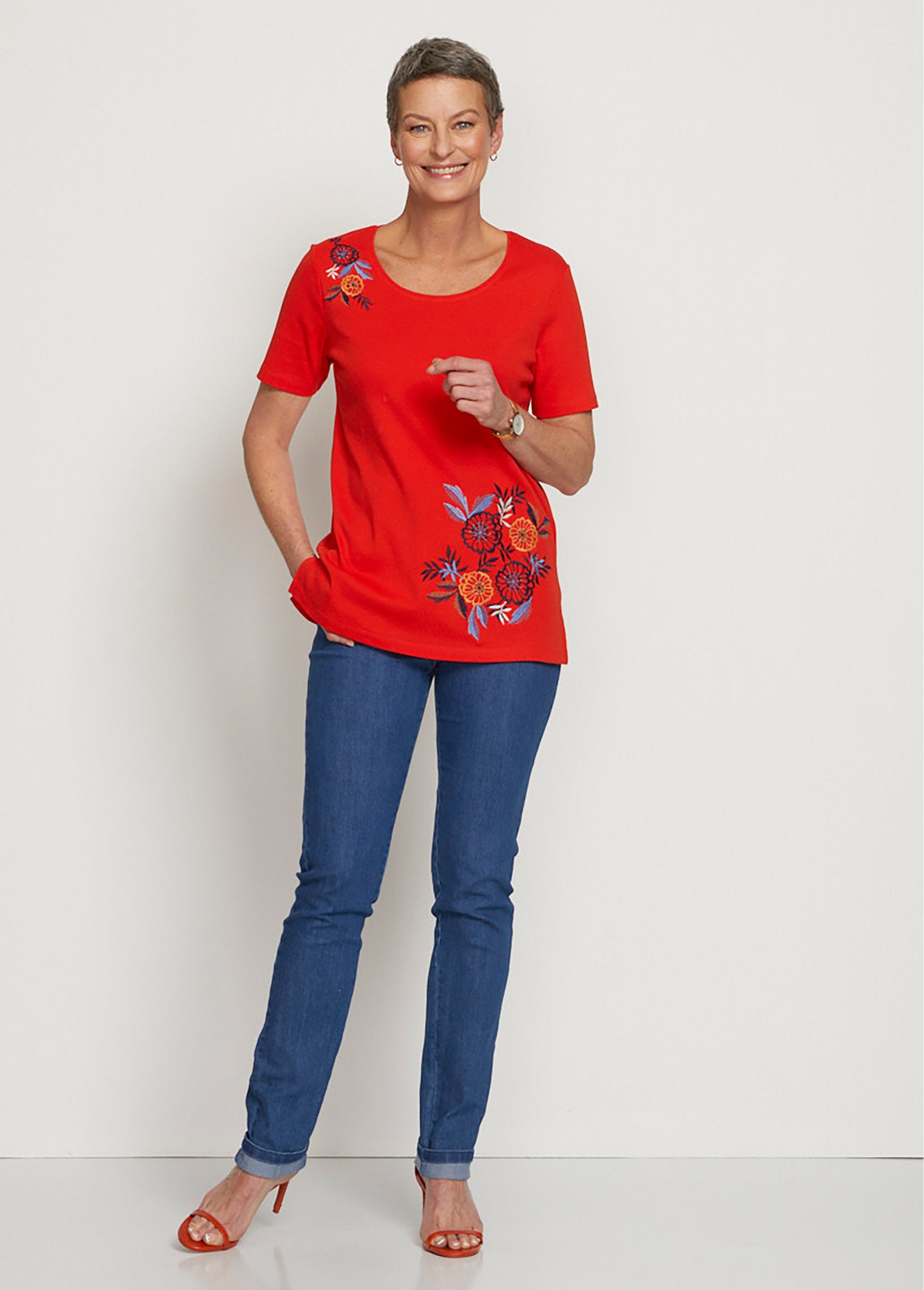 T-shirt_met_geborduurde_of_bedrukte_korte_mouwen_Uni_corail_SF1_slim