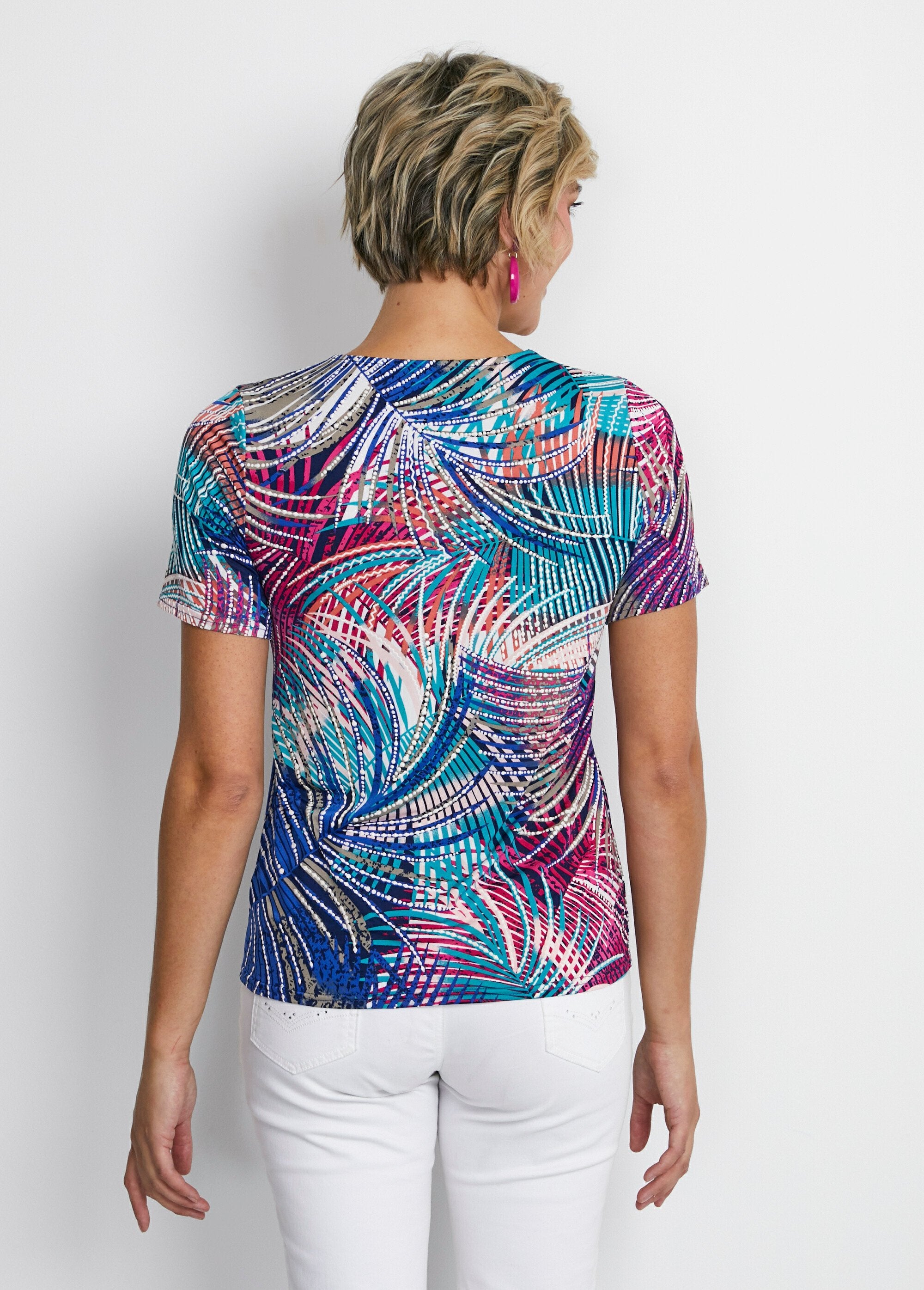 Effen_of_bedrukt_T-shirt_met_korte_mouwen_Multicolore_DO1_slim