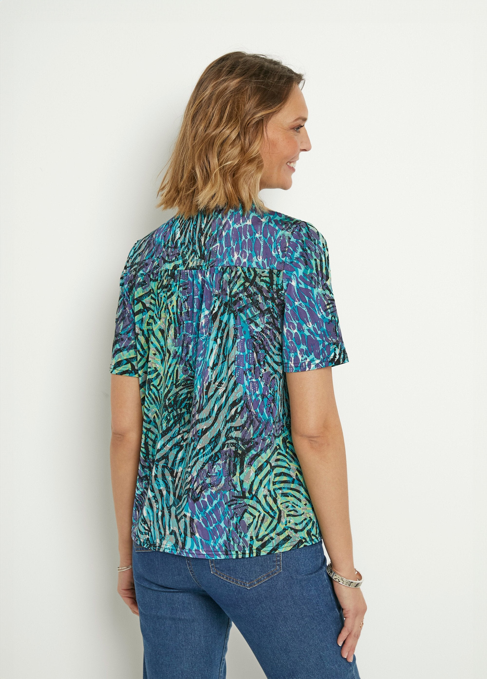 Tuniek_met_jungleprint_en_V-hals_Bleu_et_vert_DO1_slim