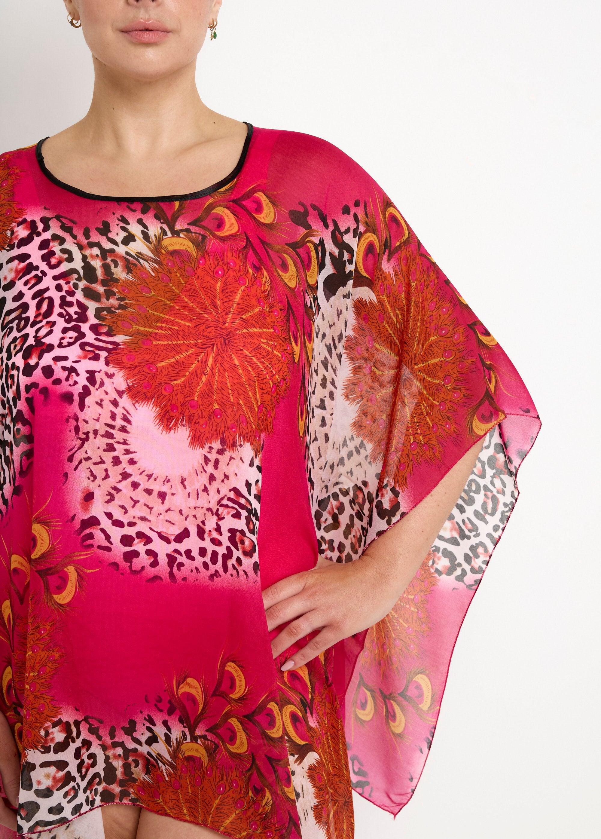 Strandtuniek_van_voile,_dierenprint_Fuchsia_DE1_slim