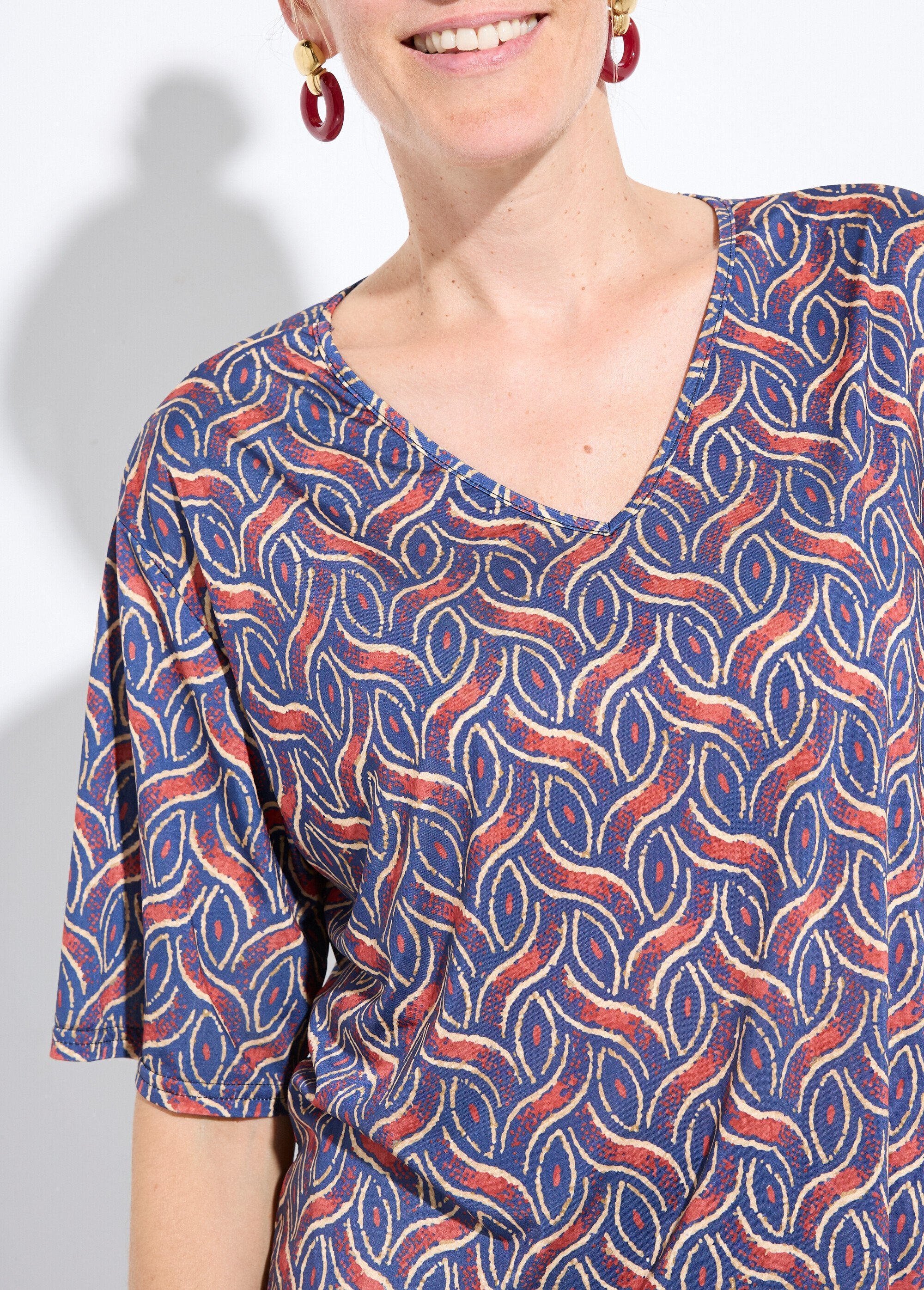 Etnische_tuniek_met_korte_mouwen_Marine_et_brique_DE1_slim