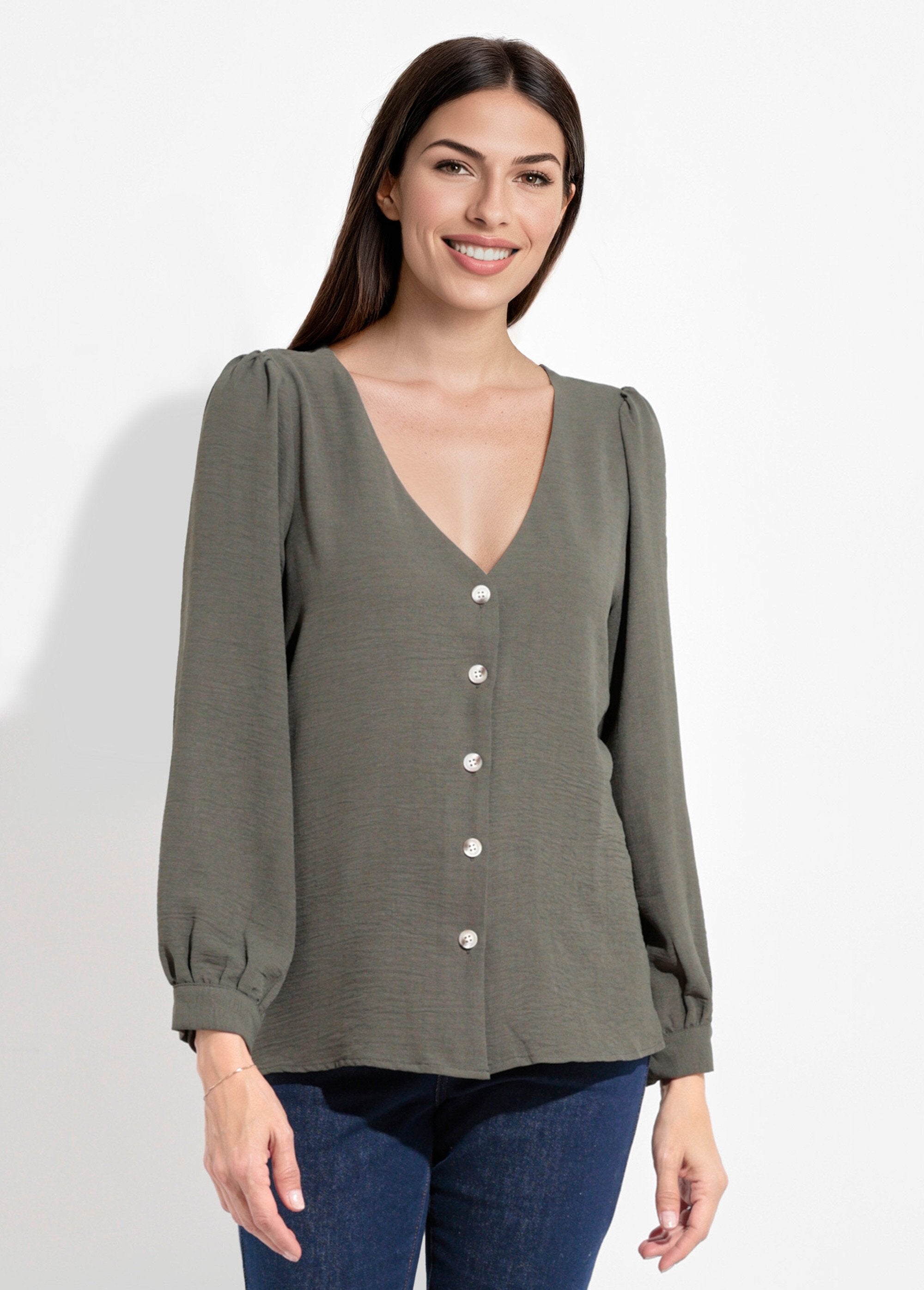 Tuniek_met_V-hals_en_reliëfknoopsluiting_Kaki_FA1_slim