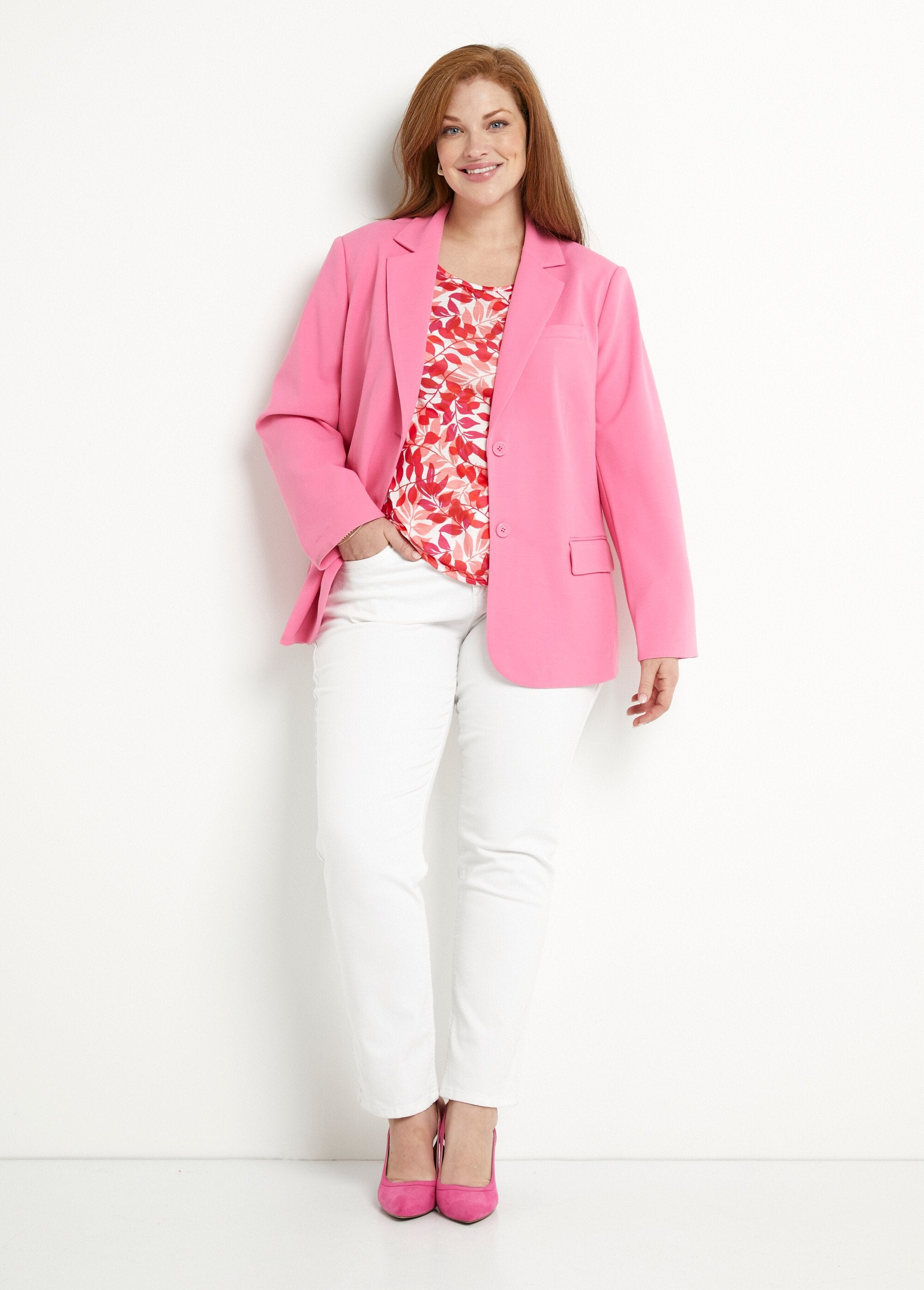 Veste_blazer_coupe_droite_maille_unie_Rose_SF1_curvy