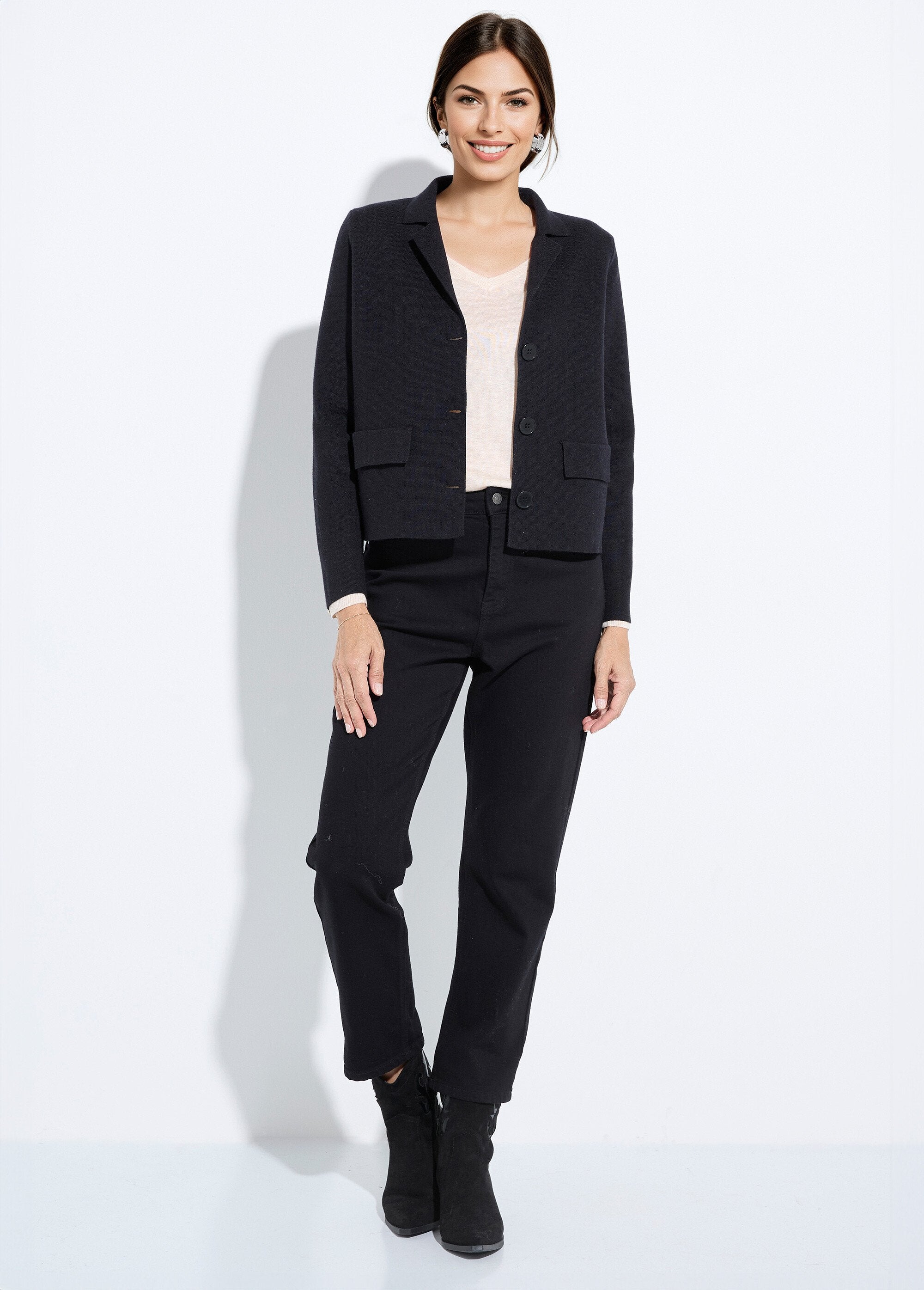 Kort_effen_jacquard_jasje_met_opstaande_kraag_Noir_SF1_slim