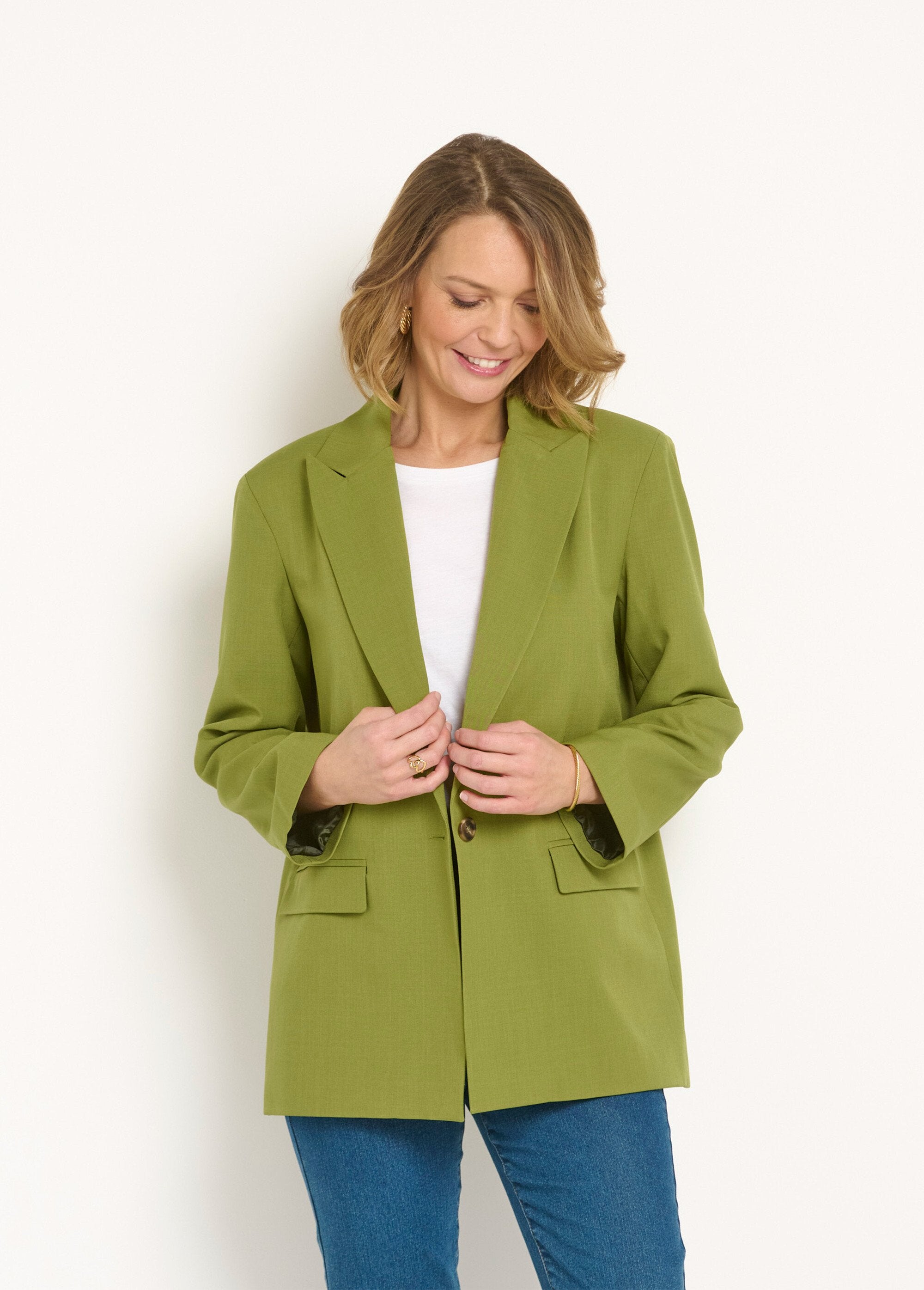 Veste_longue_1_bouton_avec_col_tailleur_Vert_FA1_slim