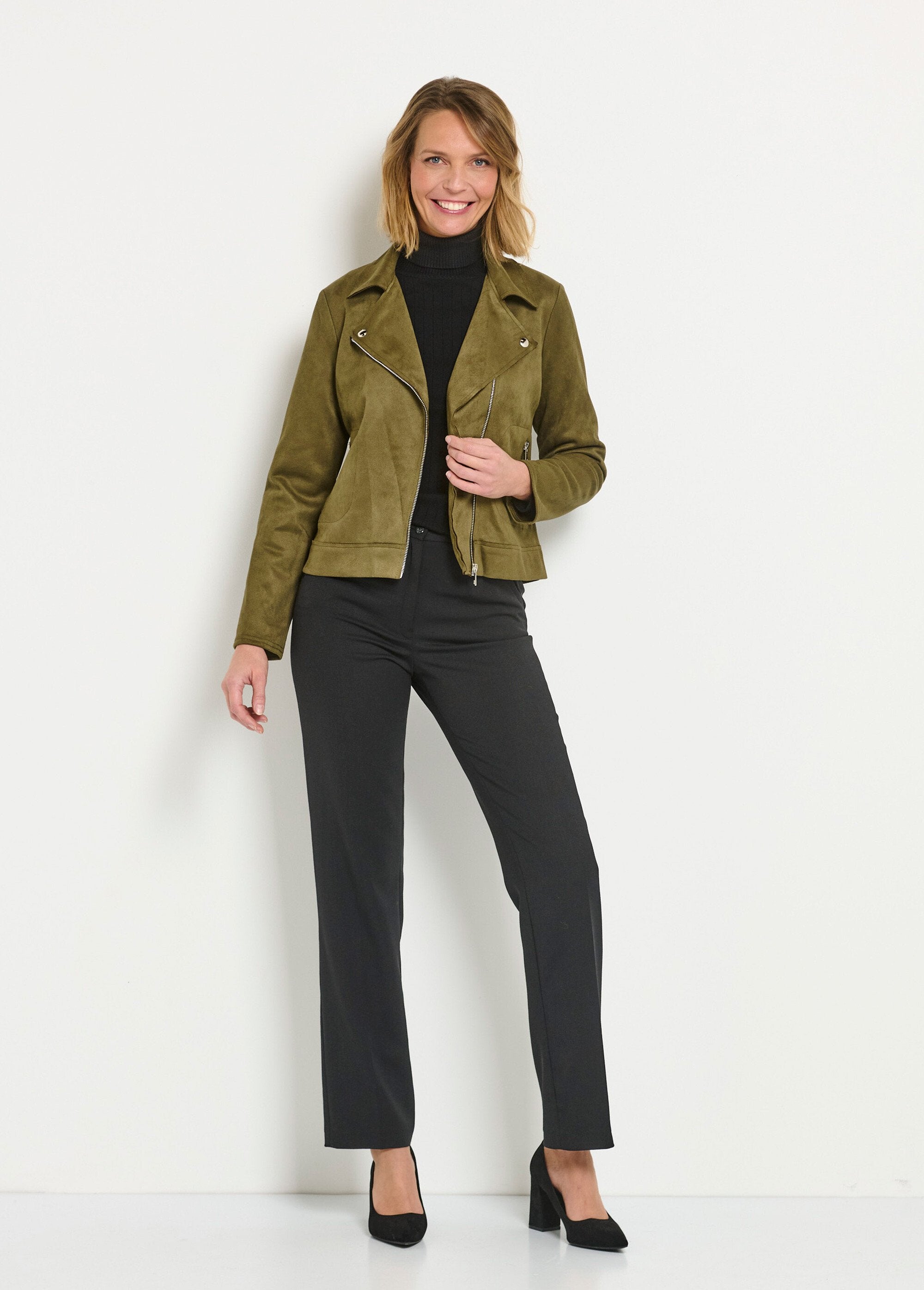 Kort_bikerjack_met_rits_in_suède_Kaki_SF1_slim