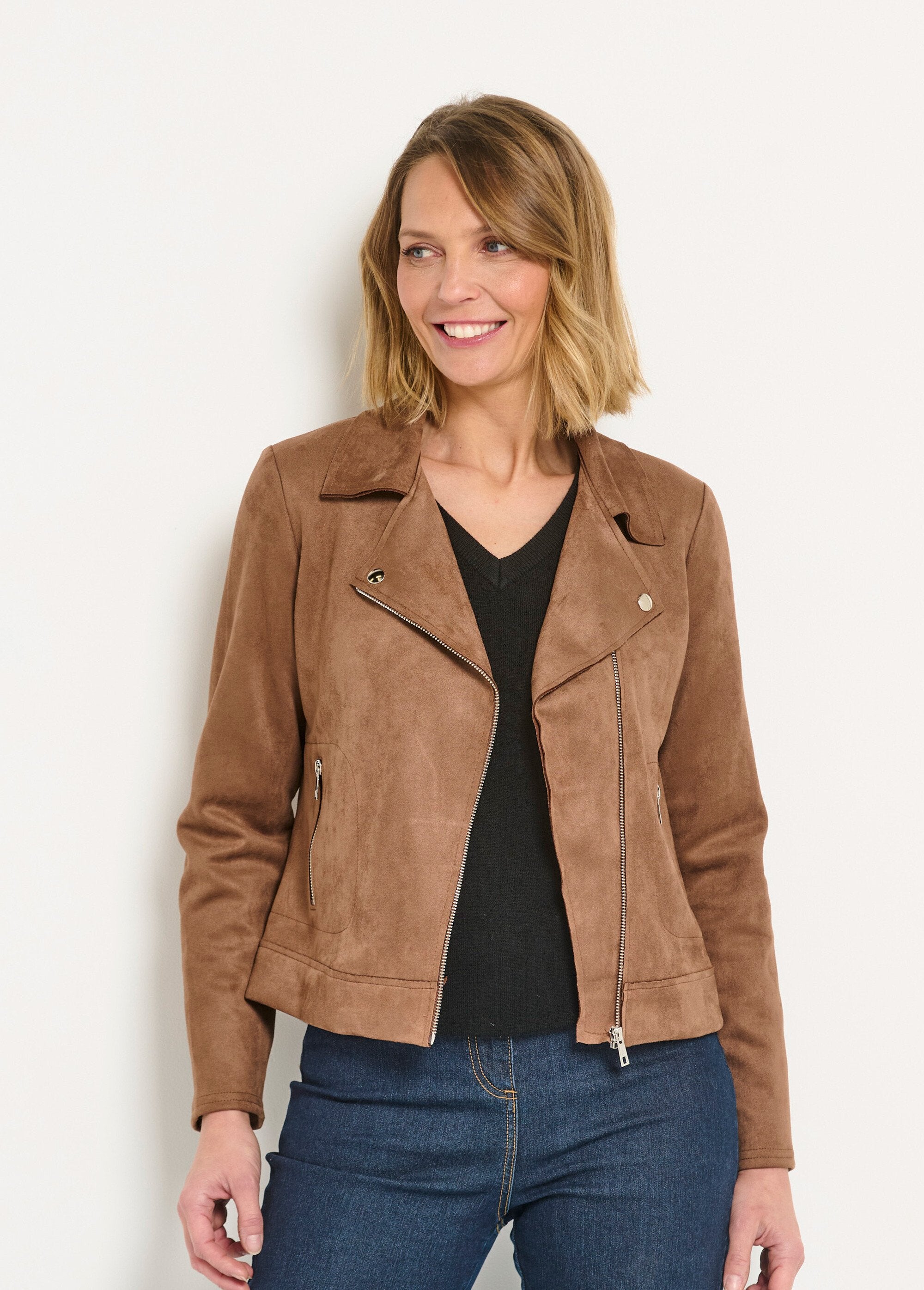 Kort_bikerjack_met_rits_in_suède_Camel_FA1_slim