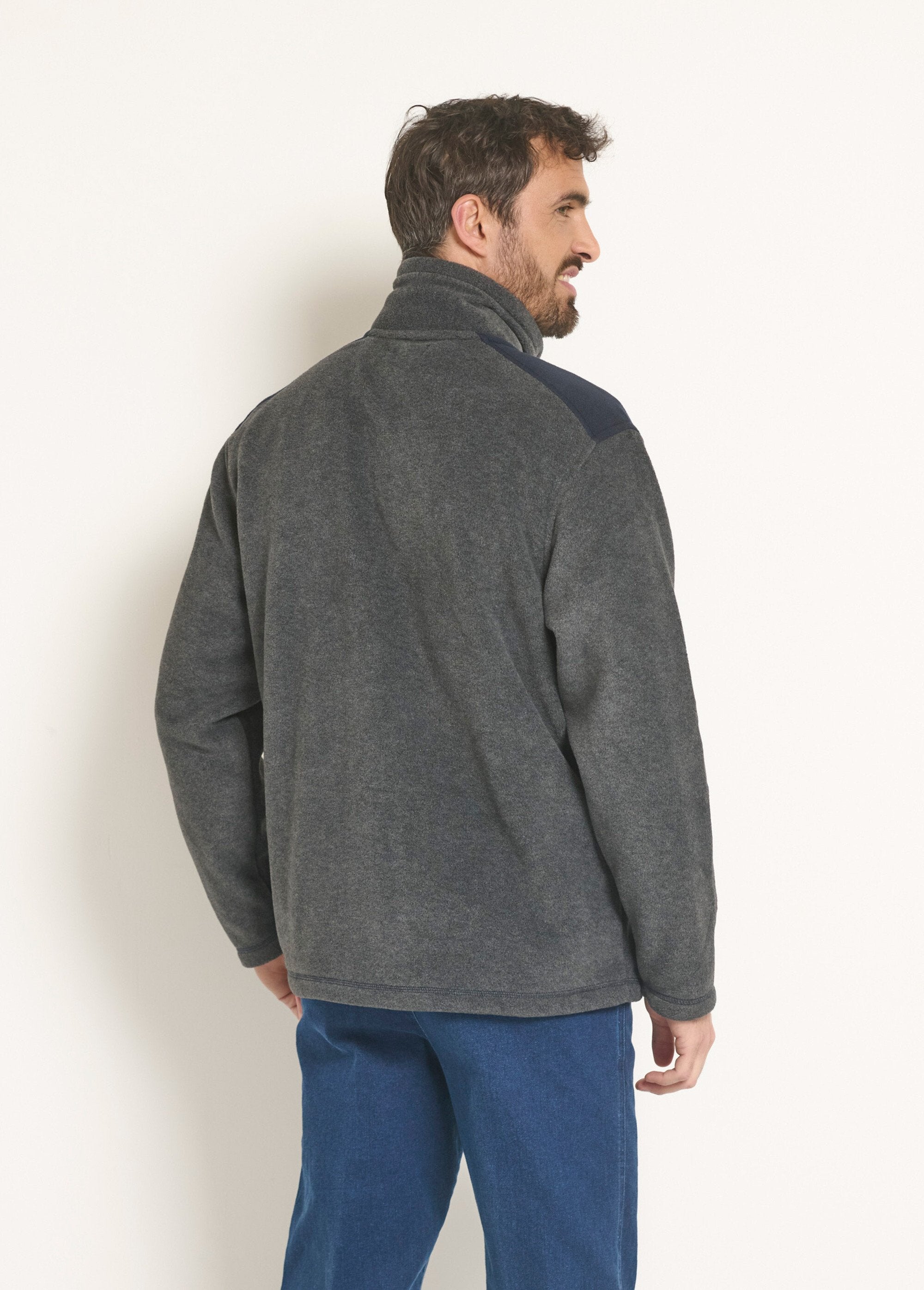 Veste_polaire_chaude_zippée_col_montant_Anthracite_DO1_slim