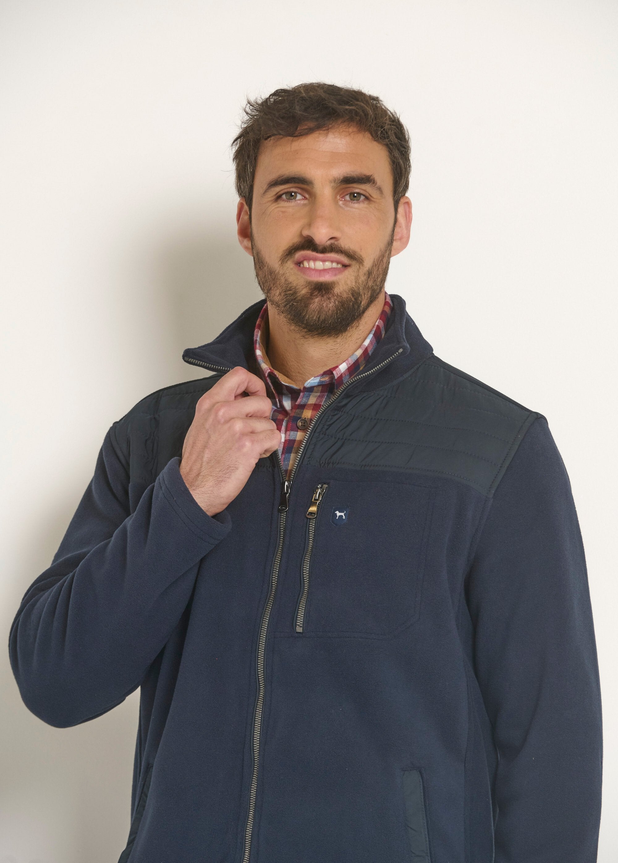 Veste_polaire_zippée_empiècement_épaules_Marine_DE2_slim