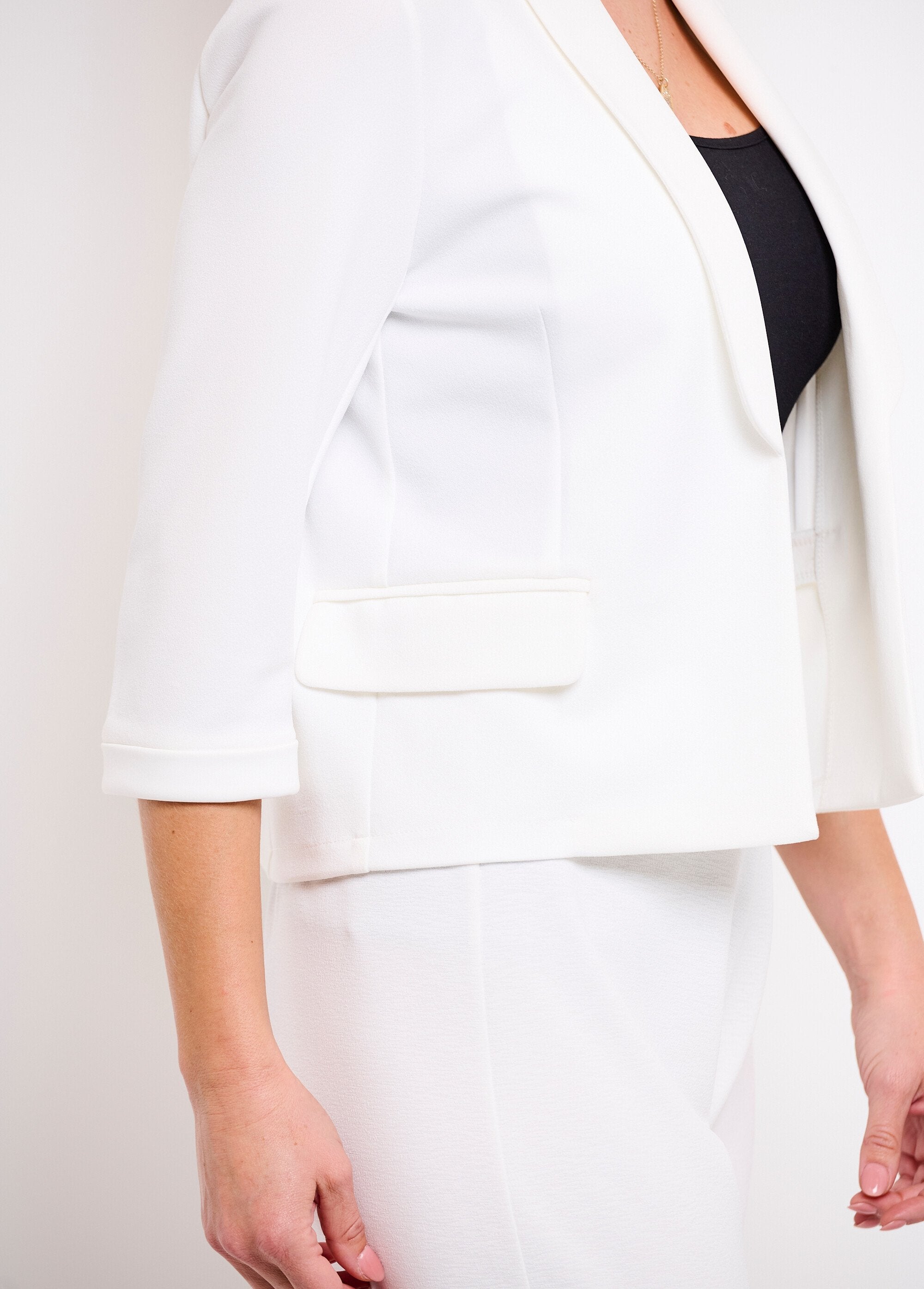 Veste_unie_courte_smocking_manches_3/4_Blanc_DE1_slim