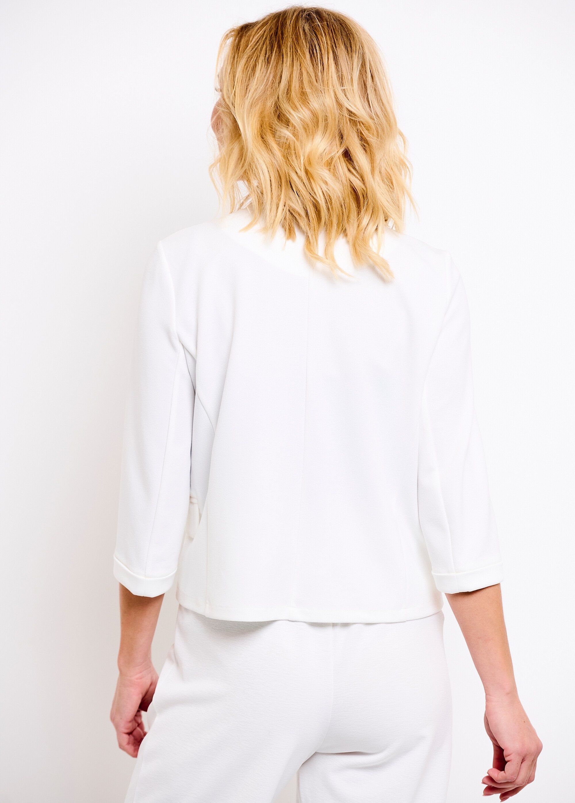 Veste_unie_courte_smocking_manches_3/4_Blanc_DO1_slim