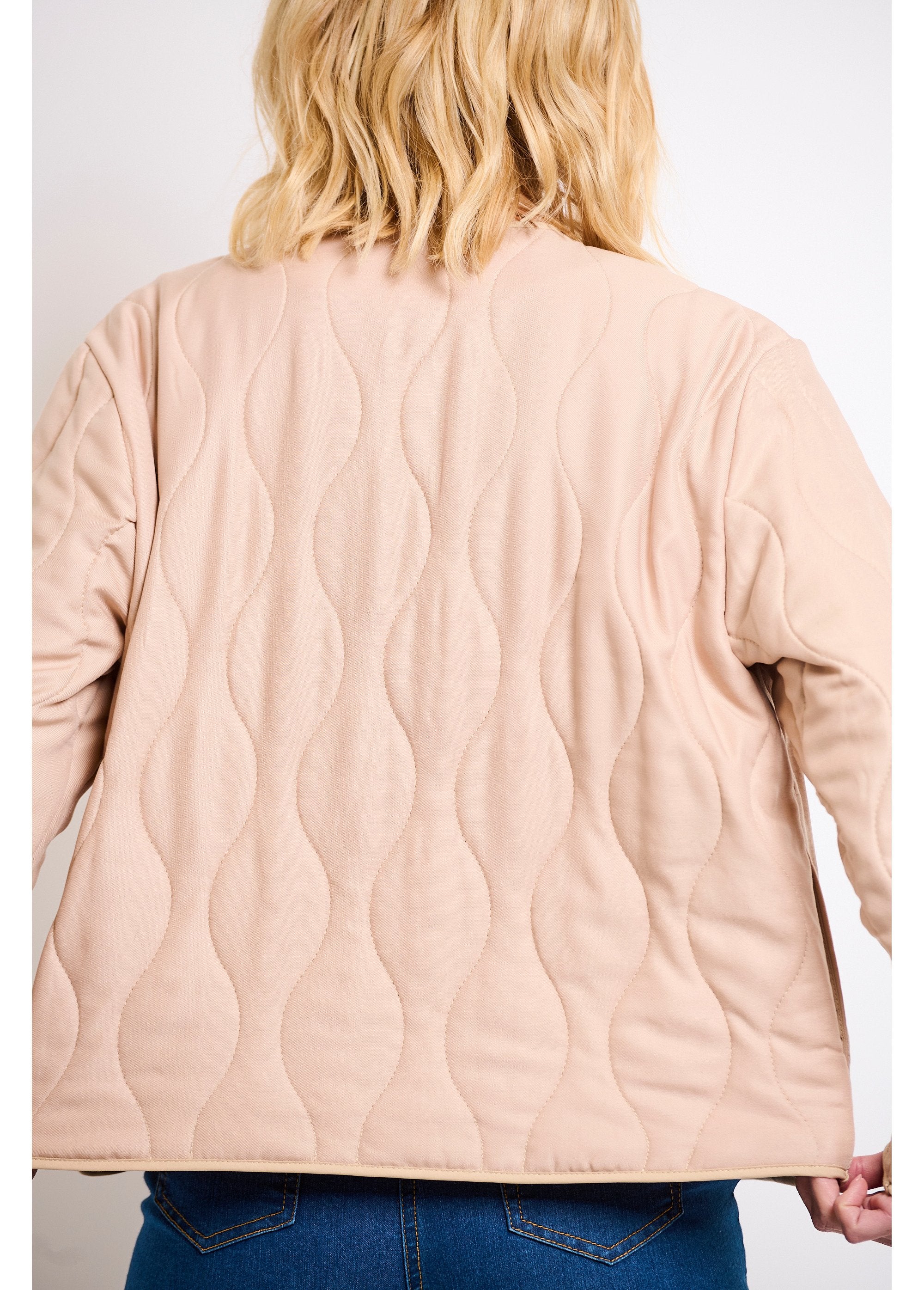 Veste_unie_matelassée_zippée_courte_col_rond_Beige_DO2_slim